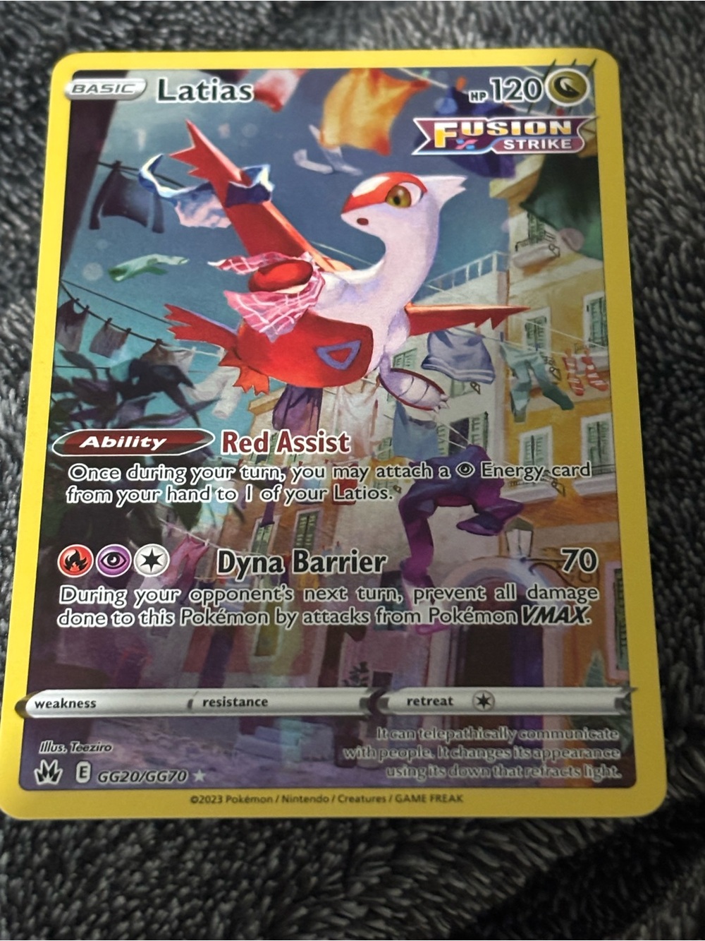 Latias Pokémon Trading Card – Yellow Border, Red & White Artwork